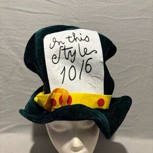 Hayes Velvet Green Mad Hatter Hat Alice in Wonderland
